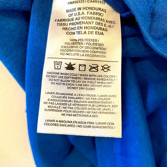 NIKE DRI-FIT V-Neck Long Sleeve Shirt ATHLETIC CUT Medium Blue - Picture 2 of 3